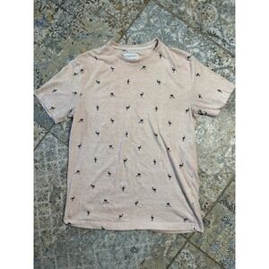 Denim & Flower Flamingo Print T-Shirt Men's Medium / Unisex S M Peach Pink